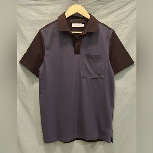 Calvin Klein Men's Blue and Black Polo Shirt- Small